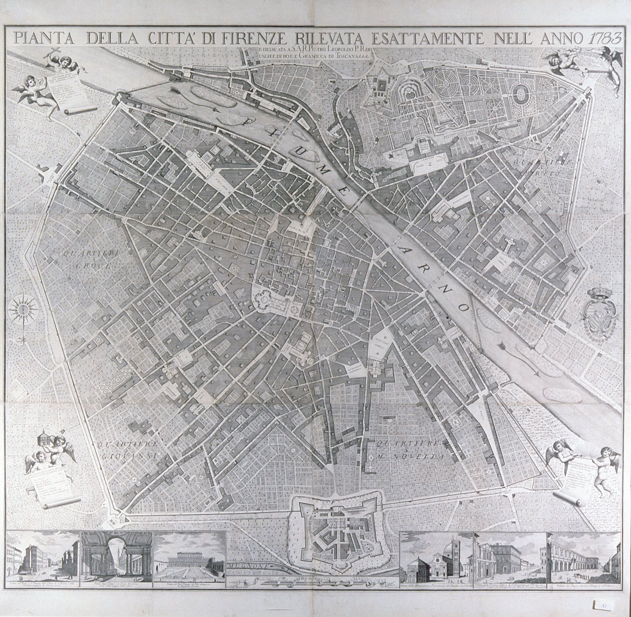 Karta över Florens, 1783 av Magnelli