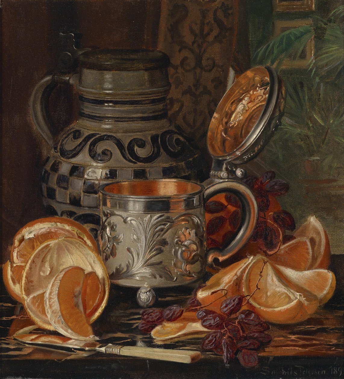 Stillleben mit Orangen av Magnus Otto Sophus Petersen