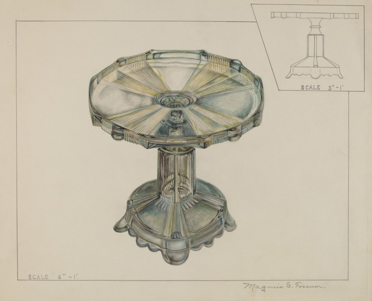 Tårtställ i glas, ca. 1936. av Magnus S. Fossum