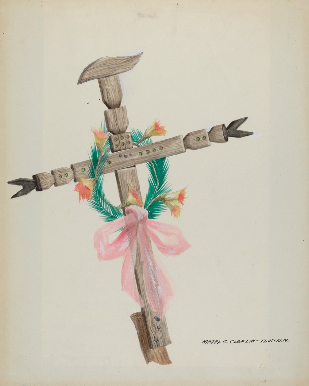 Ristat kors - Grav, ca. 1937. av Majel G. Claflin