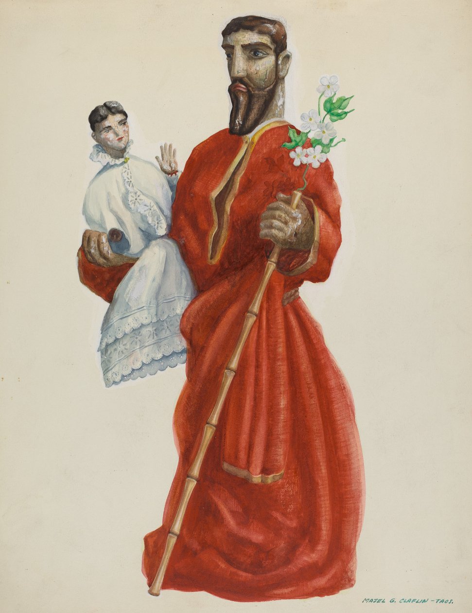 Snidade och målade Santo - San Jose, ca. 1938. av Majel G. Claflin