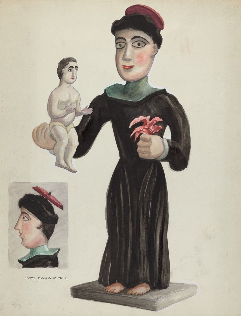Snidat och målat trä Santo St. Anthony, 19351942. av Majel G. Claflin