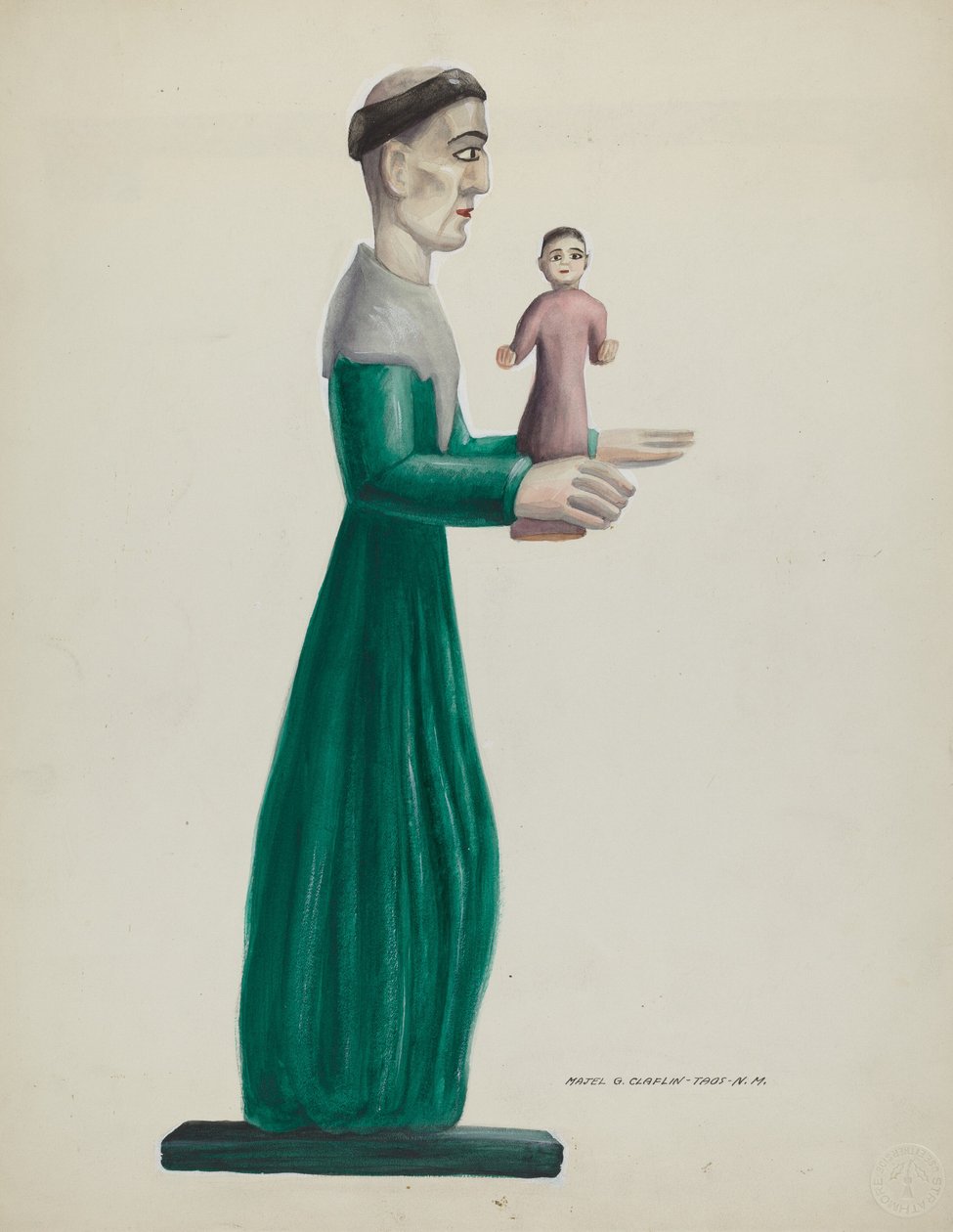 Snidat och målat trä Santo St. Joseph, 19351942. av Majel G. Claflin
