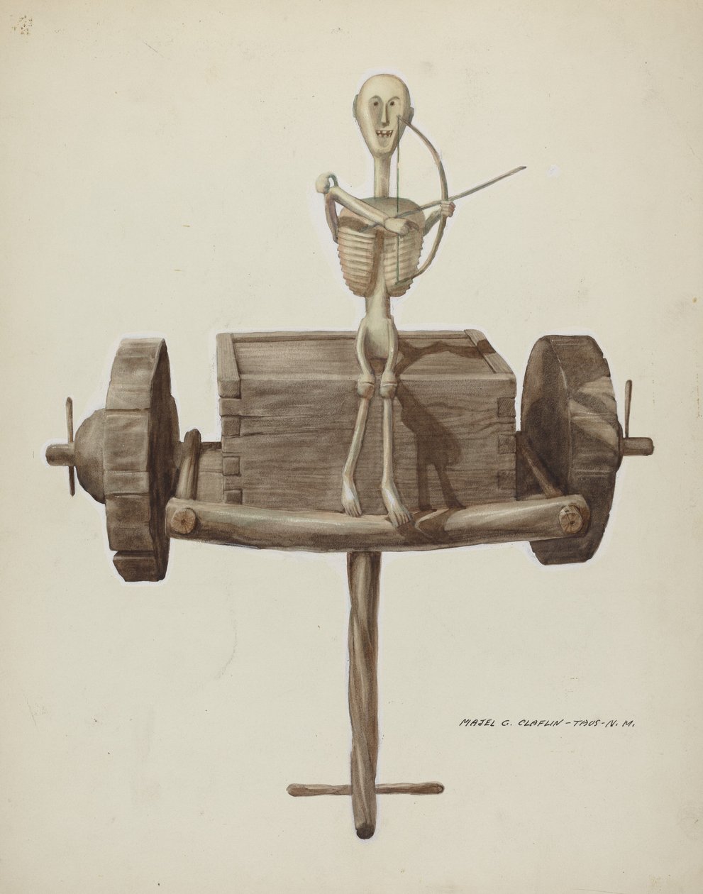 Penetente Death Cart & Death Figure, ca. 1937. av Majel G. Claflin