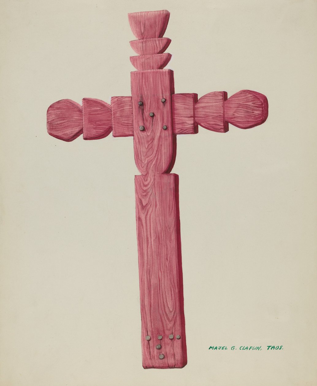 Röda träkorset som används som gravsten, ca. 1937. av Majel G. Claflin