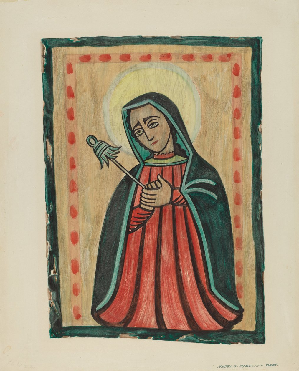 Altartavla - Vår Fru av sorger Nuestra Senora de los Siete Dolores, ca. 1938. av Majel G. Claflin