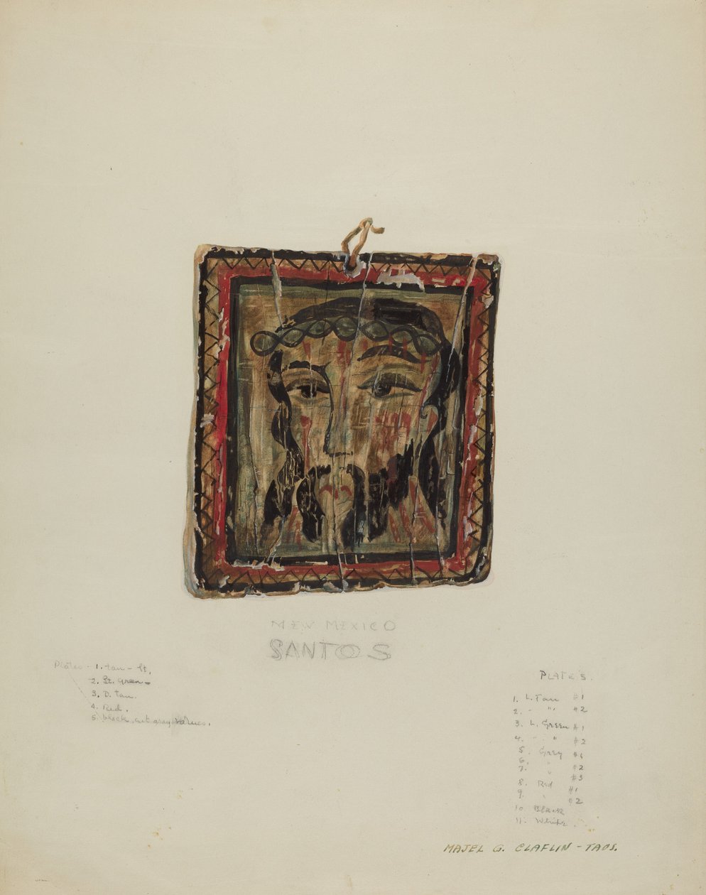 Small Christo Head - Retablo, c. 1940. av Majel G. Claflin