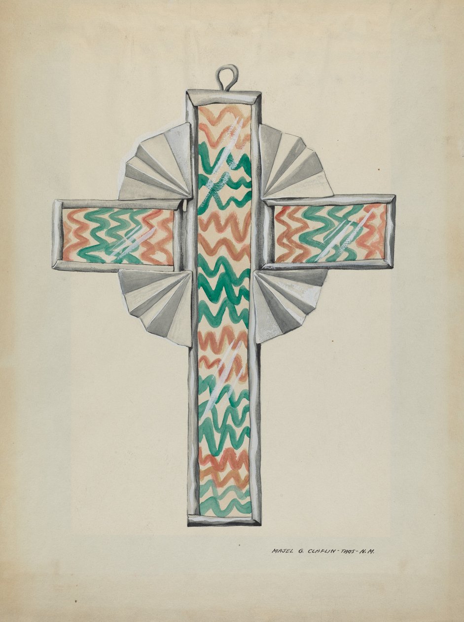 Kors av plåt och målat glas, ca. 1937. av Majel G. Claflin