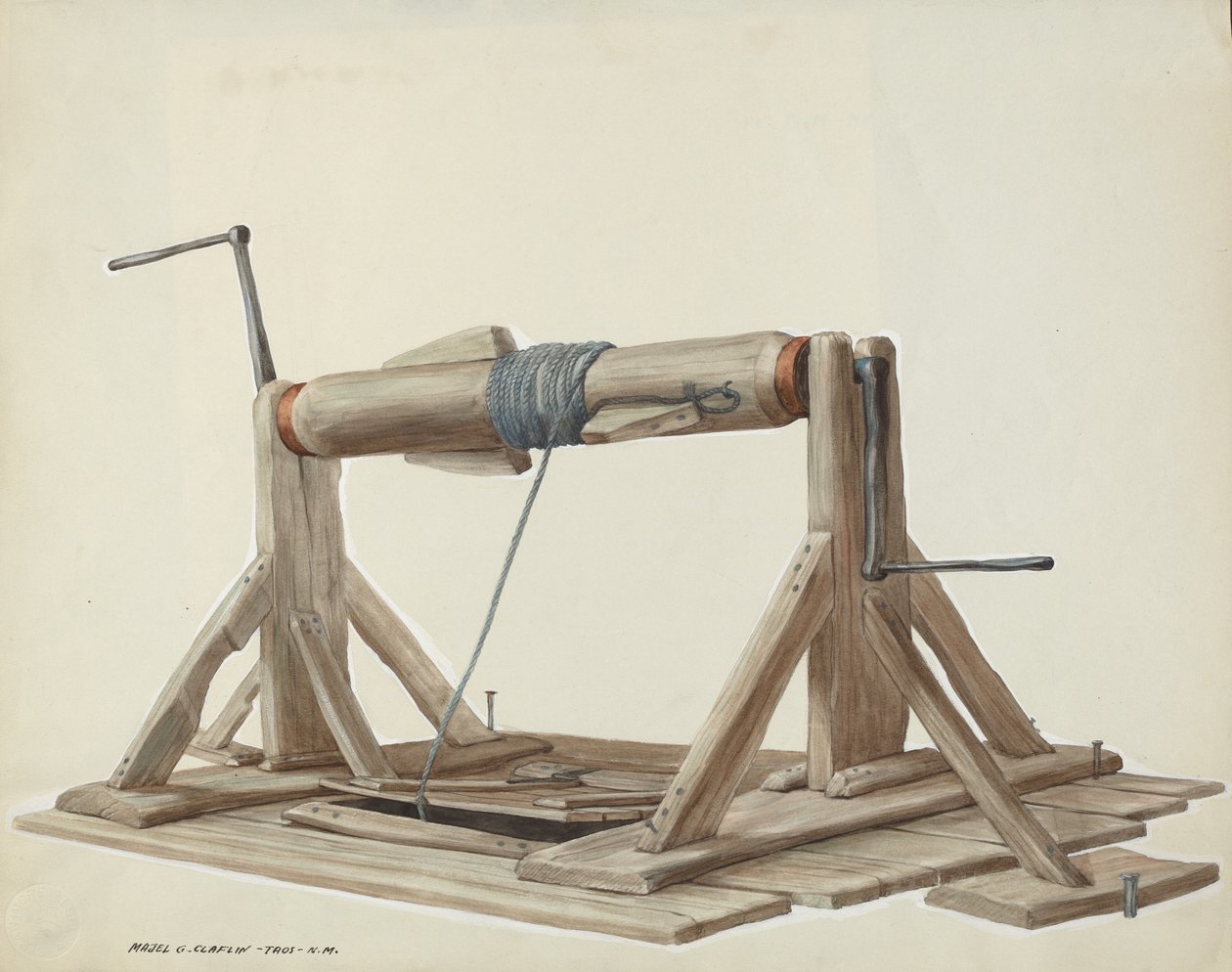 Brunn med rörlig stråle, ca. 1937. av Majel G. Claflin
