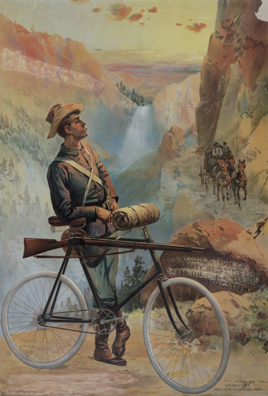 Golden Gate, solnedgång i Yellowstone Park, ca 1897 (kromolitografi) av Major and Knapp Sarony