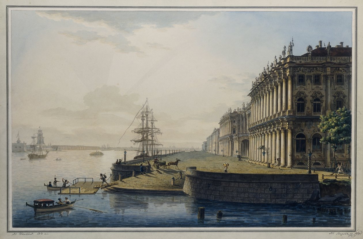 Utsikt över det kejserliga vinterpalatset, 1818 av Maksim Nikiforovich VorobOev