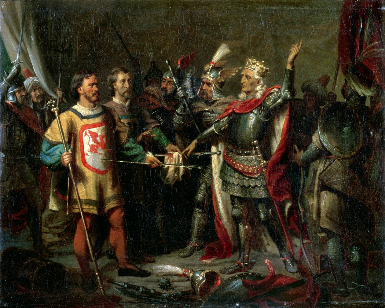 Wladyslaw II Jagiello före slaget vid Tannenberg, 15 juli 1410, 1854 av Maksymiljan Antoni Piotrowski