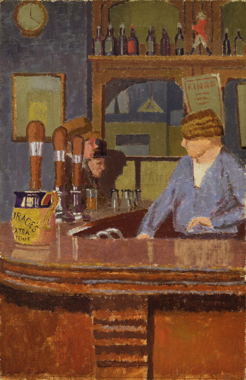 The Princess of Wales Pub, Trafalgar Square: Mrs Francis bakom baren, ca 1931 av Malcolm Drummond