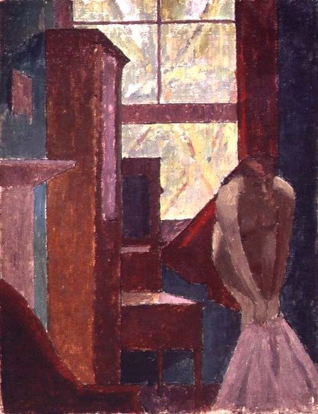 Girl Dressing (olja på duk) av Malcolm Drummond