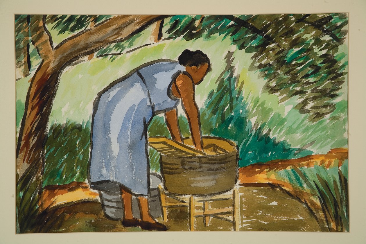 Kvinnatvätt, c. 1934 (akvarell) av Malvin Gray Johnson