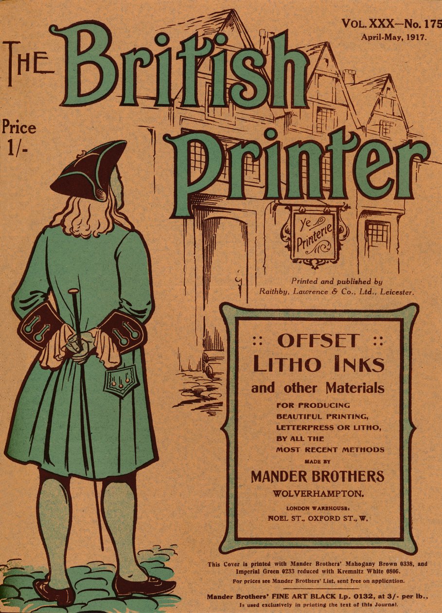 The British Printer Vol. XXX - nr 175 april-maj, 1917 omslag, 1917 av Mander Brothers