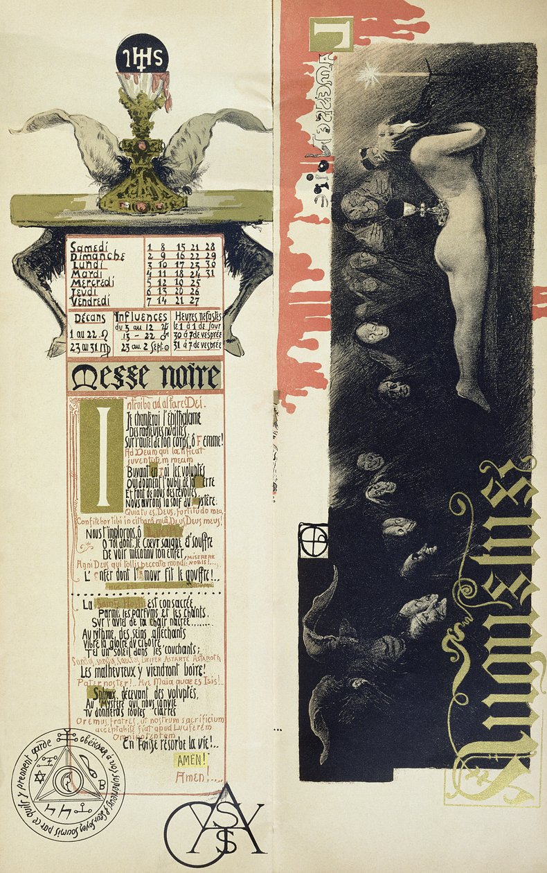 Den svarta mässan, augusti månad i en magisk kalender som publicerades i Art Nouveau-tidningen 1896. av Manuel Orazi