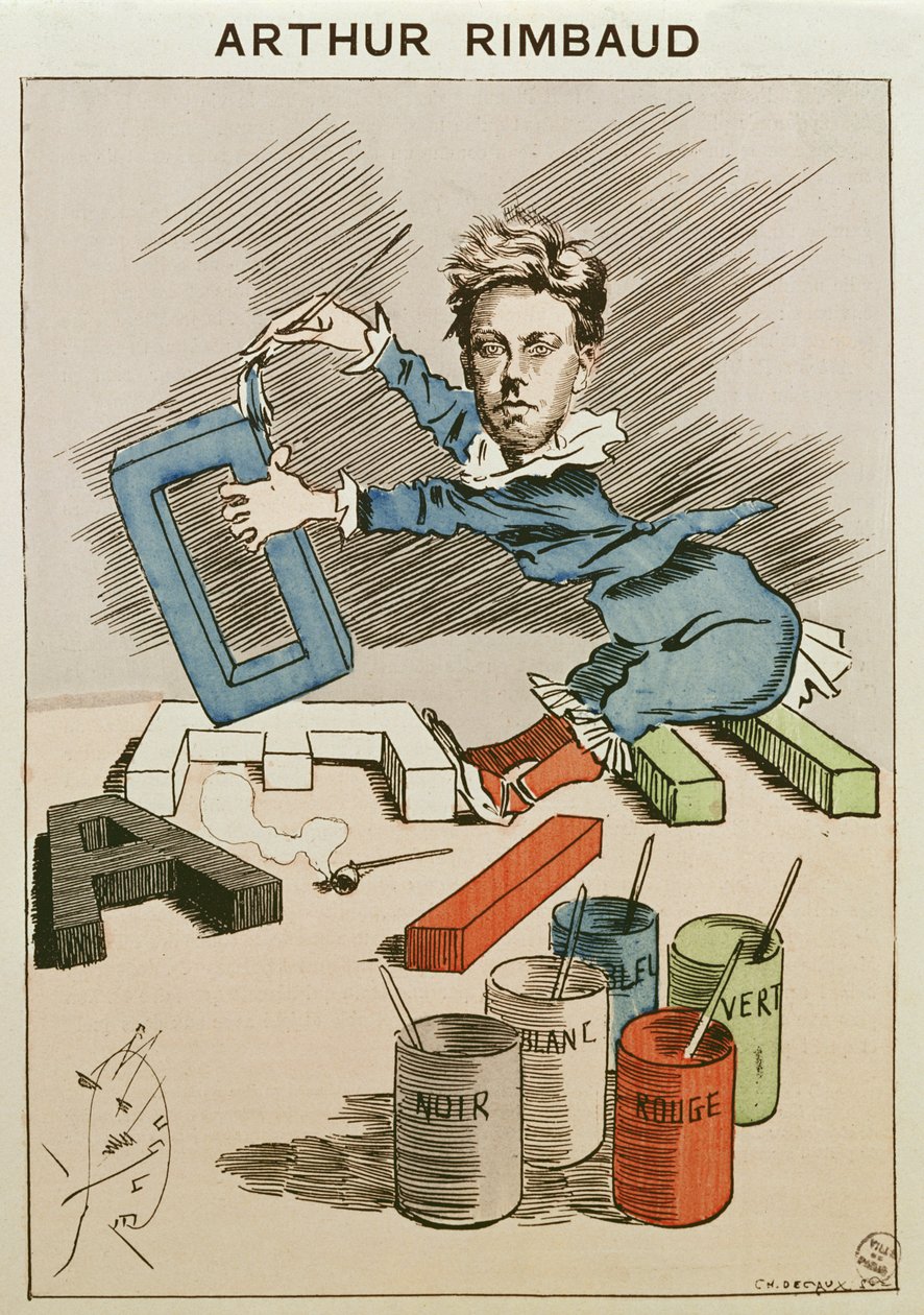 Karikatyr av Arthur Rimbaud (1854-91) från 