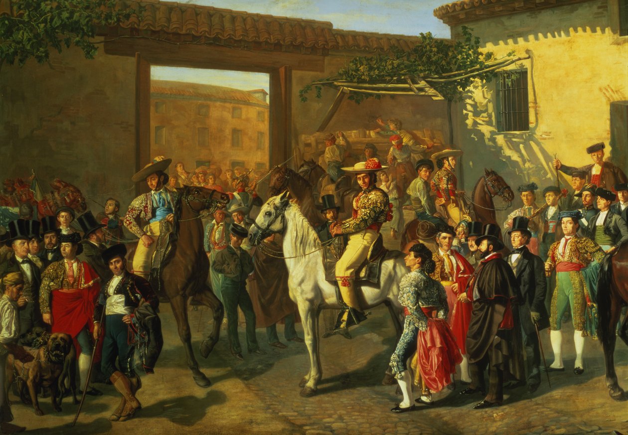 Solofanua i totonu o le Lotofale i tafatafa o le Bullring a o lei faia le Taua, Madrid, 1853 (auiliiliga) av Manuel Castellano