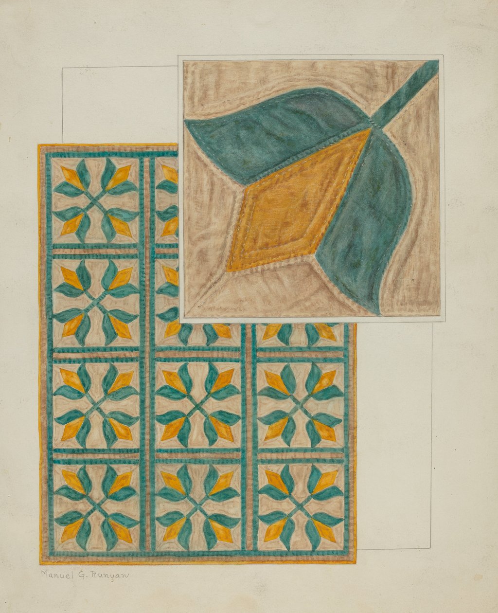 Coverlet-Applique Quilt, ca. 1937. av Manuel G. Runyan