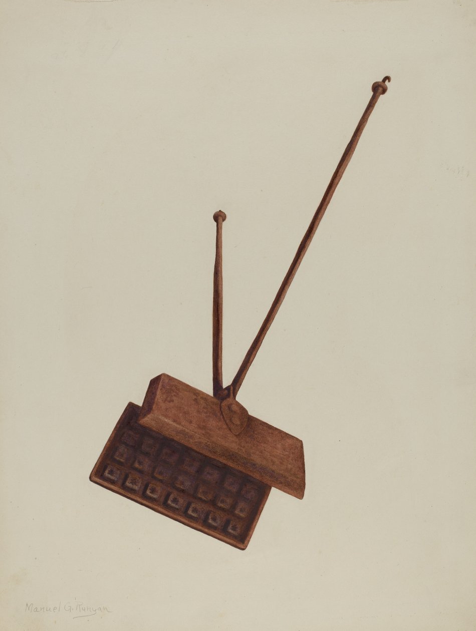 Öppen spis Våffeljärn, ca. 1939. av Manuel G. Runyan