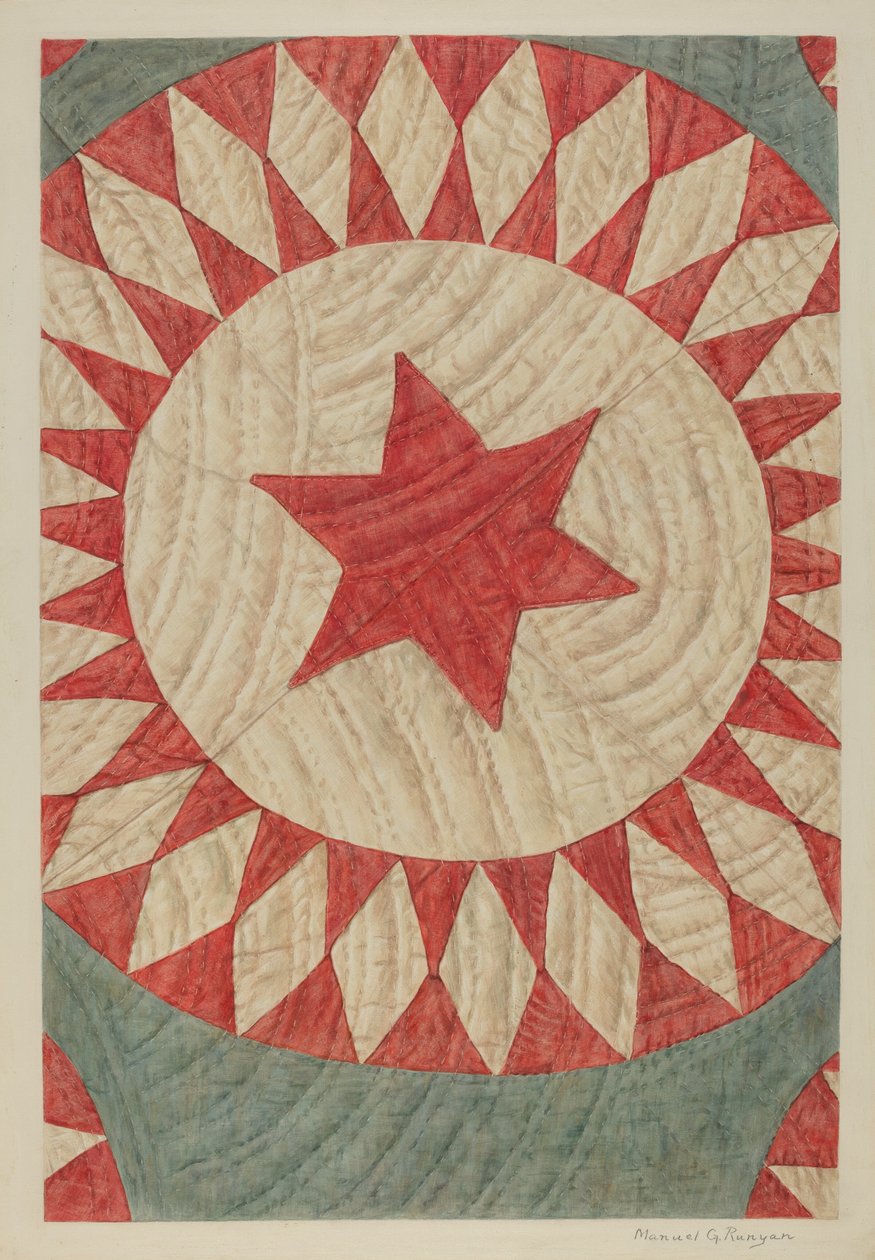 Star & Ring Quilt, ca. 1938. av Manuel G. Runyan