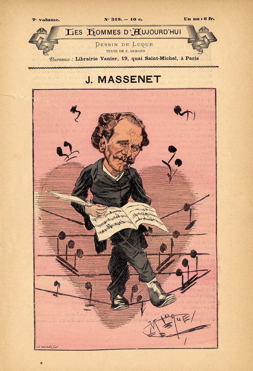 Omslag till The Men of Today, nummer 319, illustration av Manuel Luque (1854-1919): Music - Massenet Jules (1842-1912) av Manuel Luque
