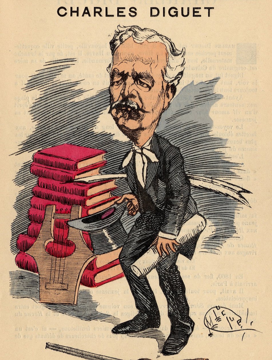 Omslag till The Men of Today, nummer 393, illustration av Manuel Luque (1854-1919): Litterature, Lyre - Diget Charles (1836-1909) av Manuel Luque