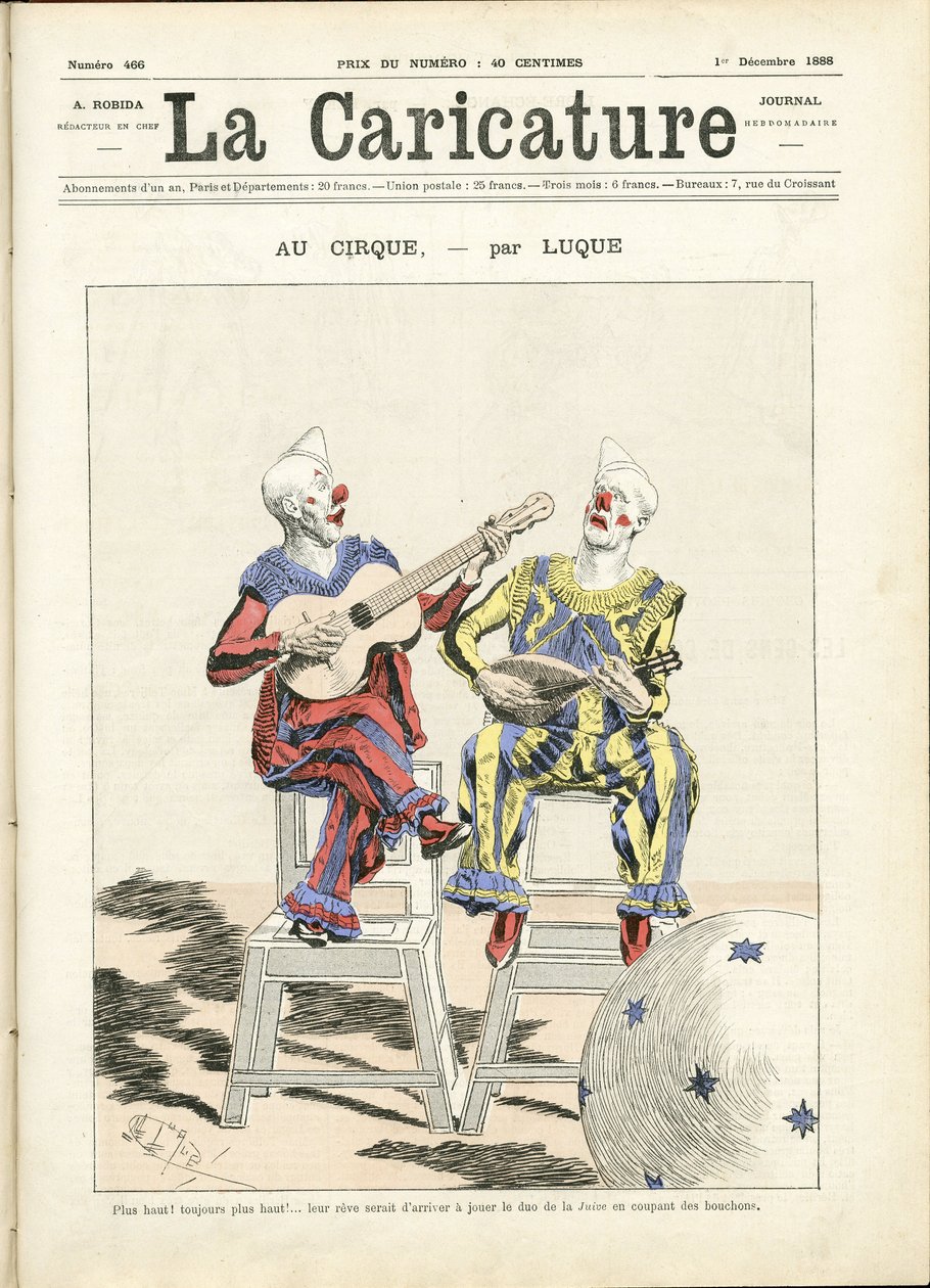Illustration av Manuel Luque (1854-1919) för omslaget till La Caricature (1880) av Manuel Luque