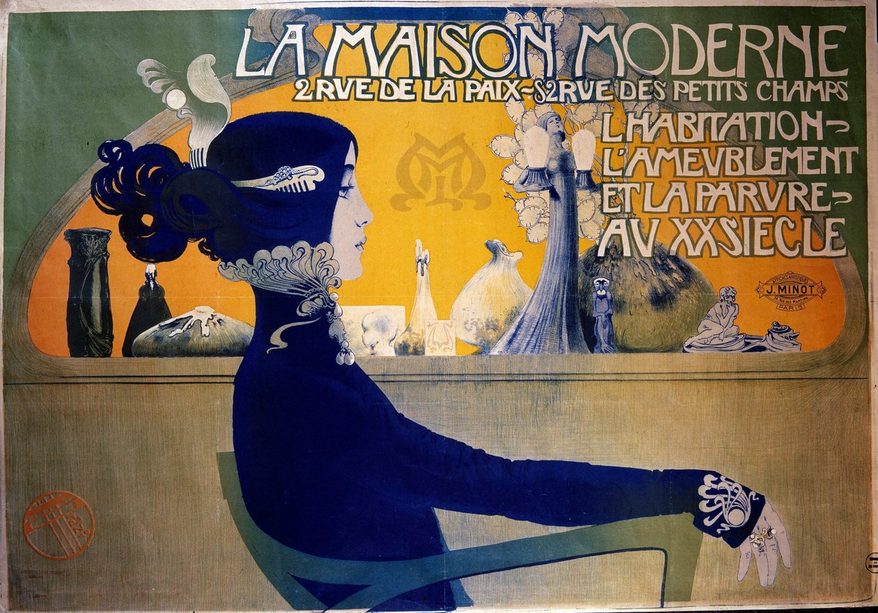 Art Nouveau: affisch "" Det moderna huset "" av Orazi. 1900-talet. Dekorativ konst, Paris. DR av Manuel Orazi