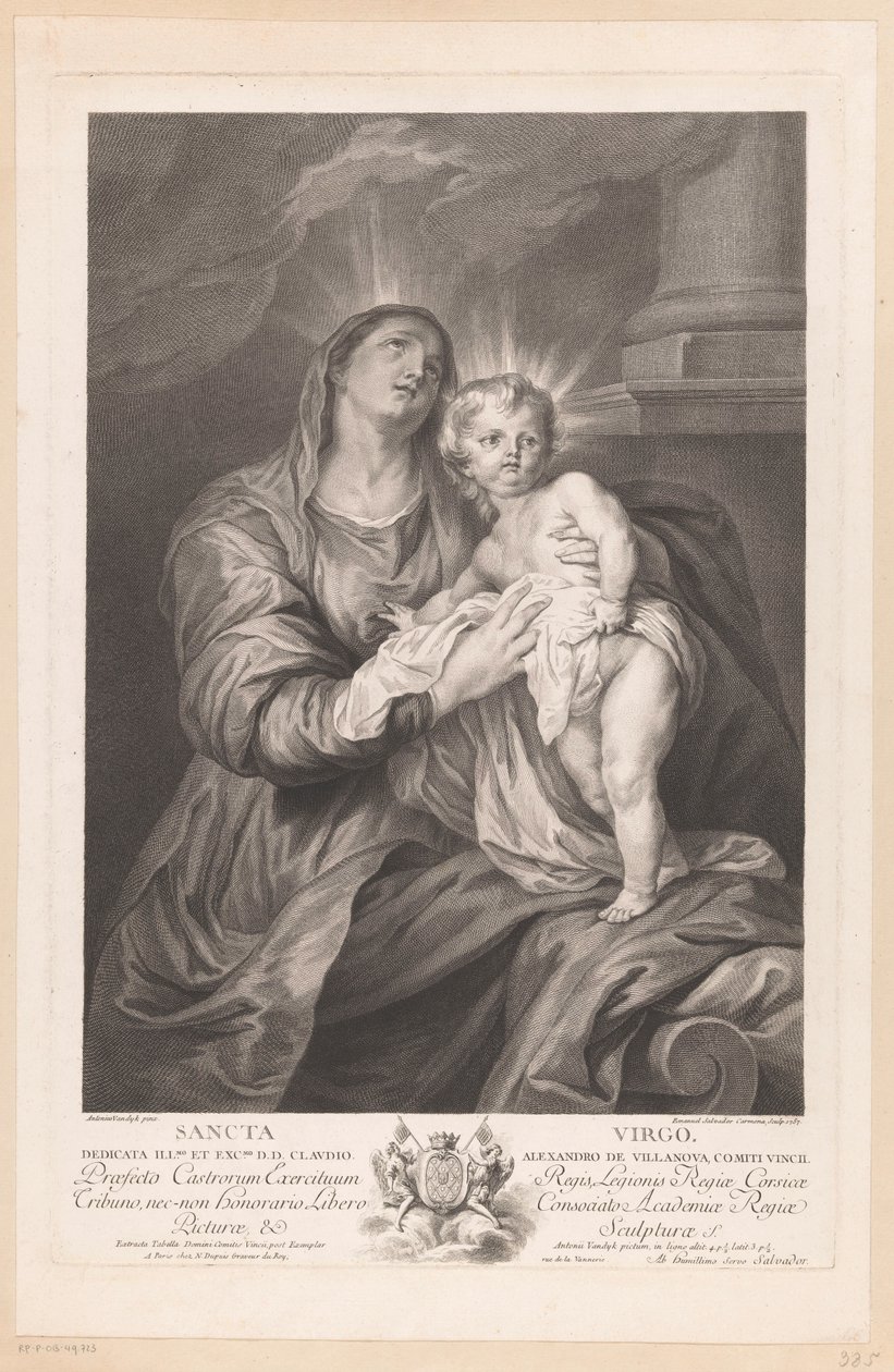 Maria med Kristusbarnet Sancta Virgo (titel på objekt) av Manuel Salvador Carmona