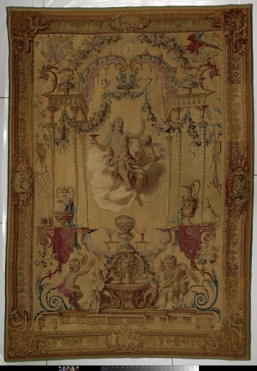 Gobeläng med Bacchus som personifiering av hösten Portières des dieux (serietitel) av Manufacture Royale des Gobelins