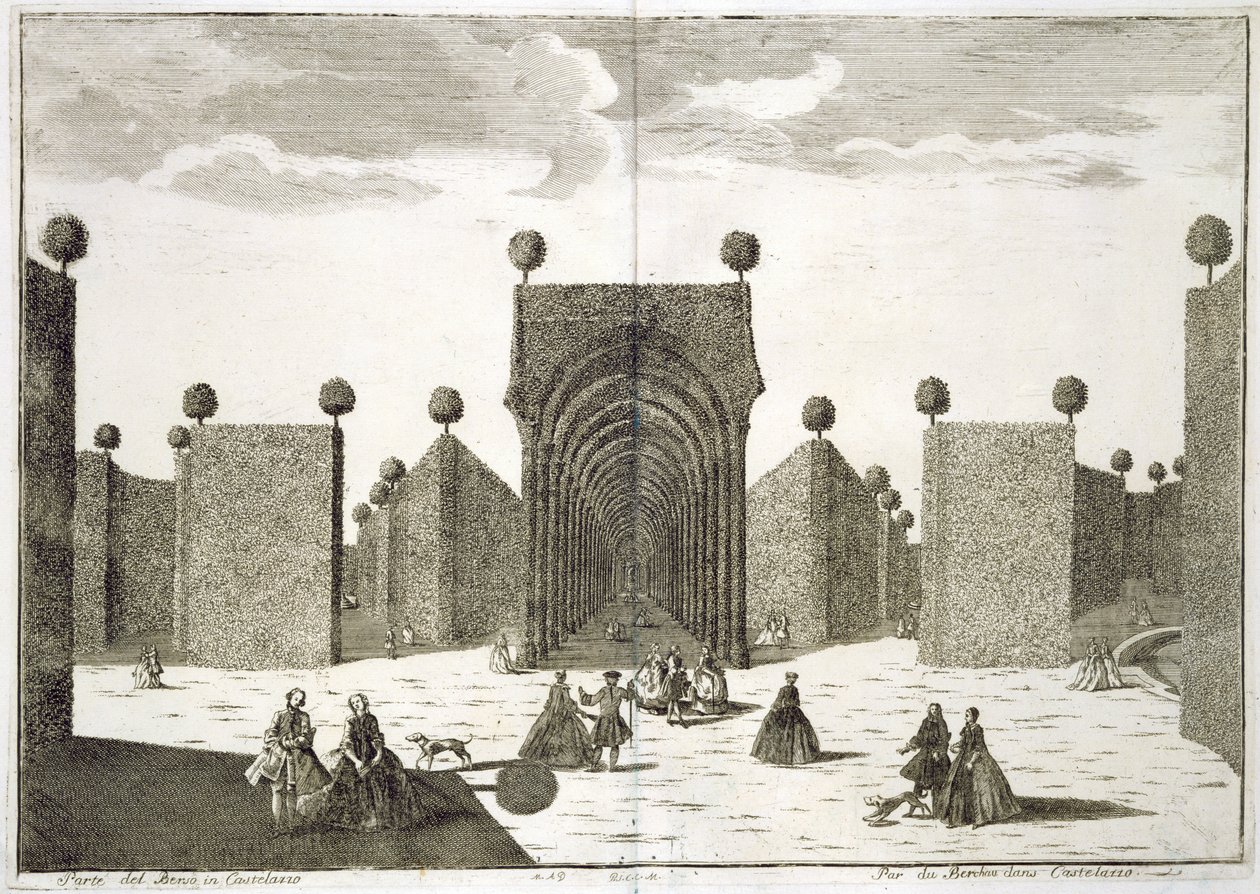 The Topiary Gardens, från Delights of the Villa Castellazzo, av Domenico Felice Leonardi, publicerad 1743 av Marc