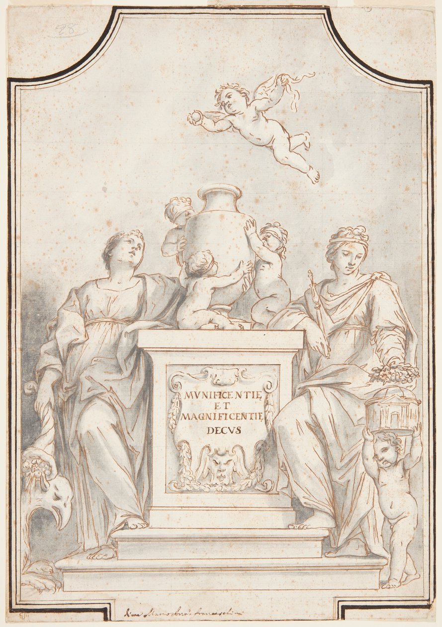 Design för en monokrom målning, Church of Corpus Domini, Bologna, Italien av Marc Antonio Franceschini