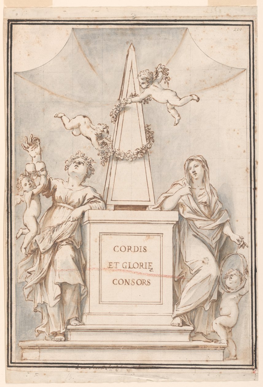 Design för en monokrom målning, Church of Corpus Domini, Bologna, Italien av Marc Antonio Franceschini