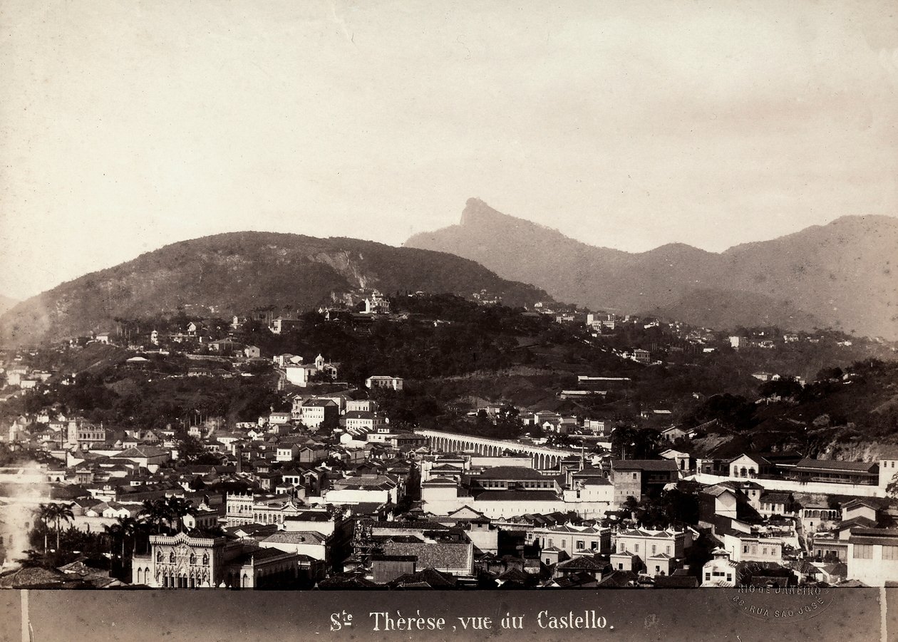Utsikt över Santa Teresa i Brasilien, ca 1880-90 (s/v foto) av Marc Ferrez