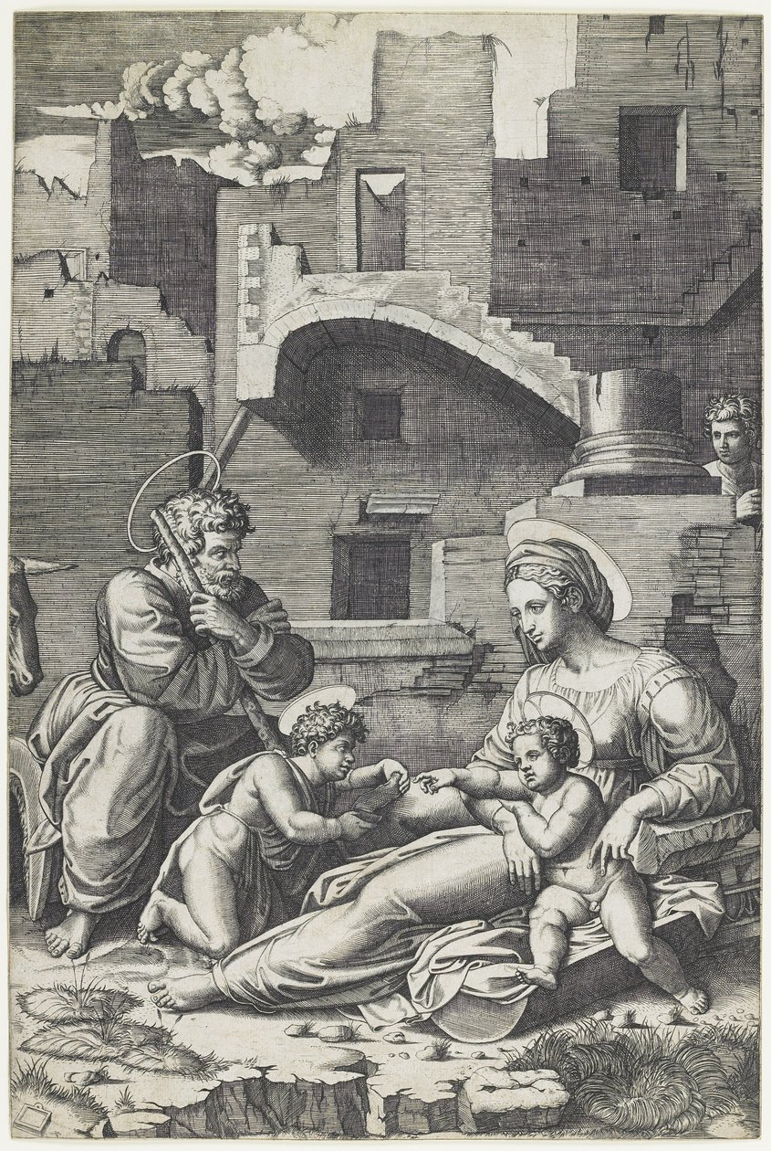 Jungfrun med det långa låret, ca 1520-1525 av Marcantonio Raimondi