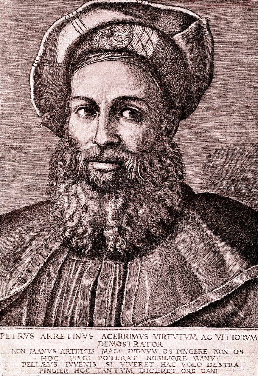 Pietro Aretino av Marcantonio (after) Raimondi