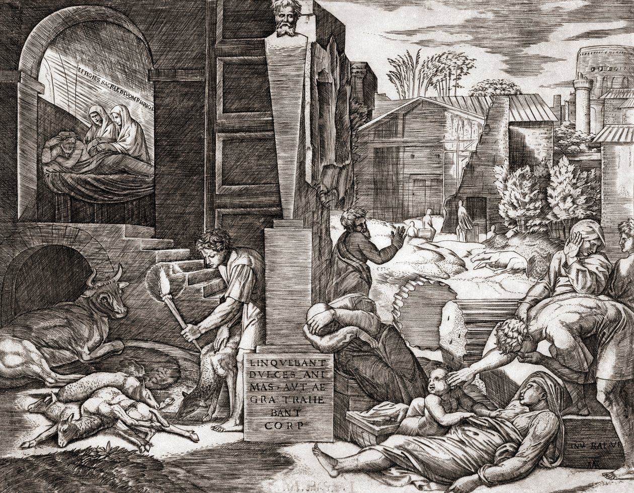 Pesten (gravyr) av Marcantonio (after) Raimondi