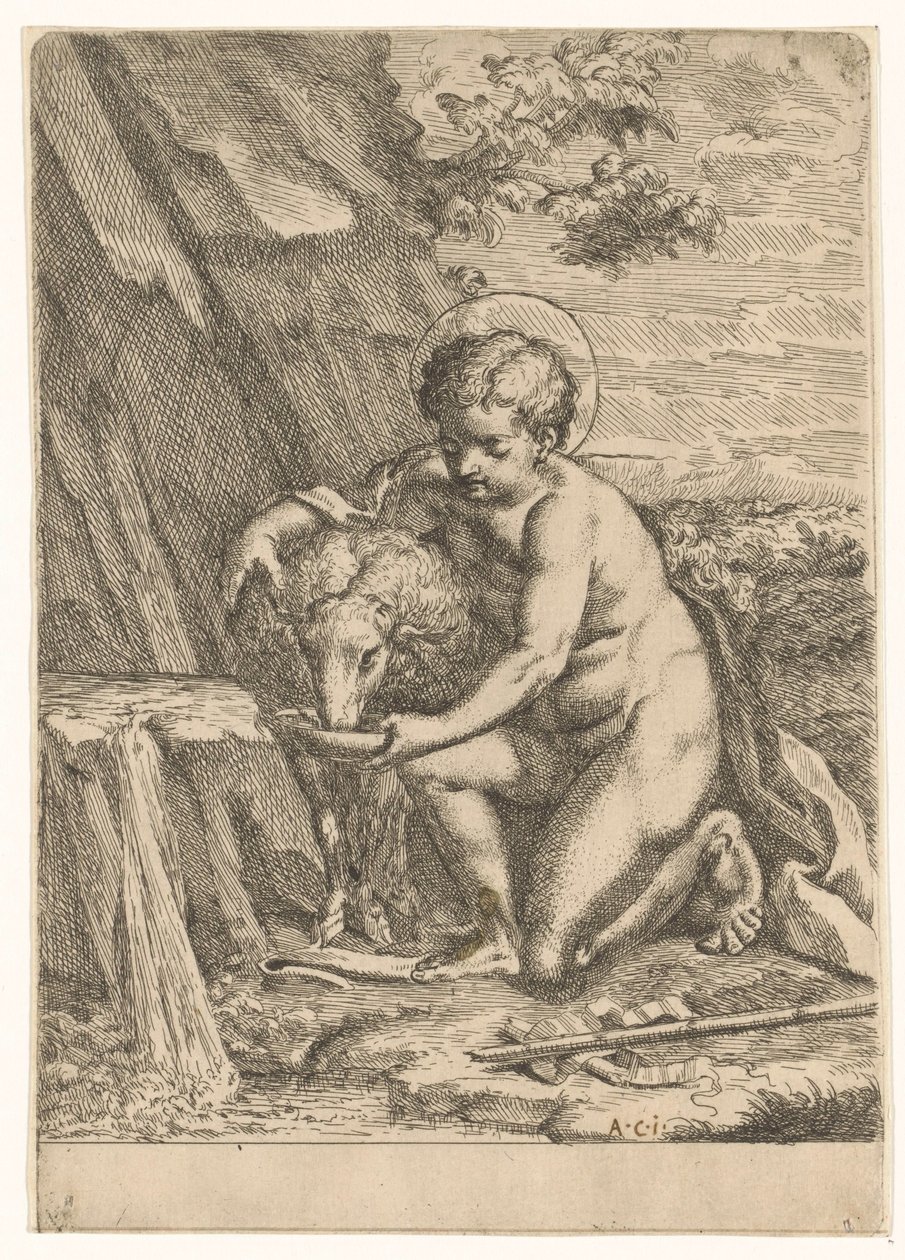 Johannes Döparen som barn av Marcantonio Bellavia