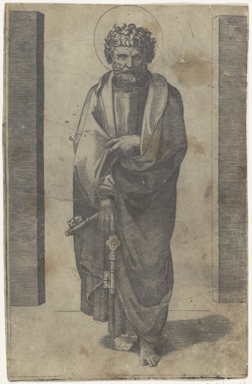 Aposteln Petrus med nycklar Kristus och apostlarna (serietitel) av Marcantonio Raimondi