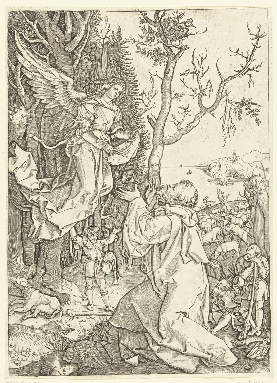 Angel visar sig för Joachim Life of Mary (serietitel) av Marcantonio Raimondi