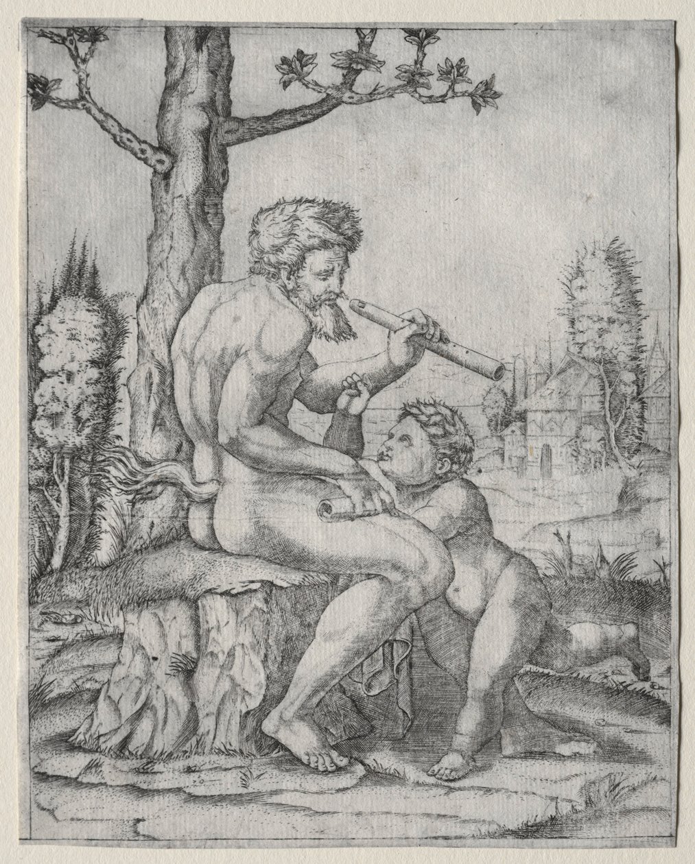 Faun och barn, ca. 1509. av Marcantonio Raimondi
