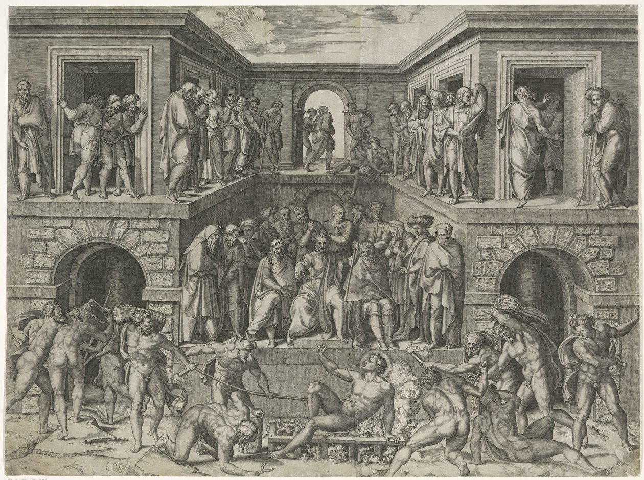 Sankt Laurentius martyrskap av Marcantonio Raimondi