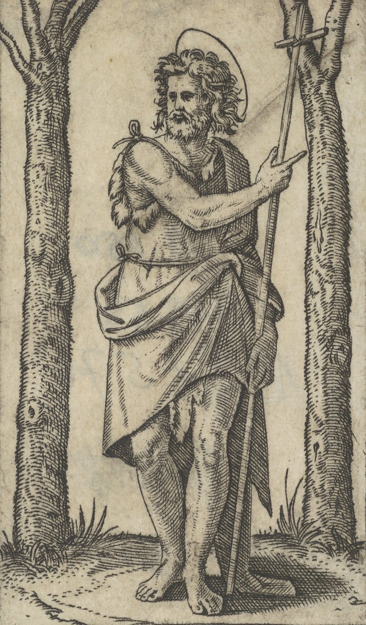 Johannes Döparen håller i en stav, från serien 