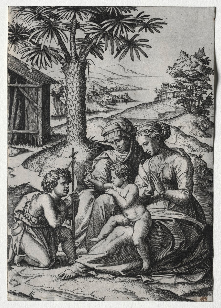 Madonna av palmträdet. av Marcantonio Raimondi