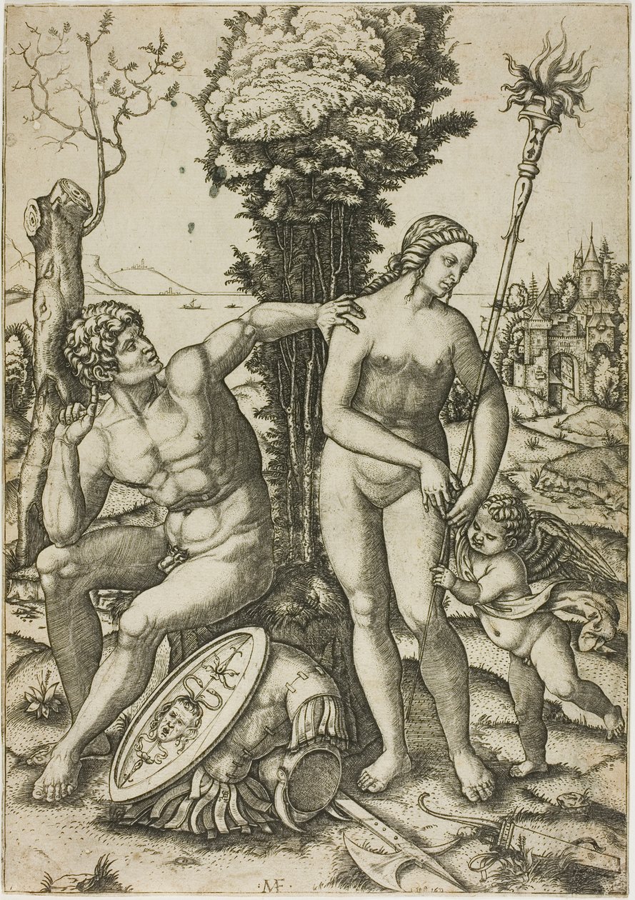 Mars, Venus och Amor av Marcantonio Raimondi