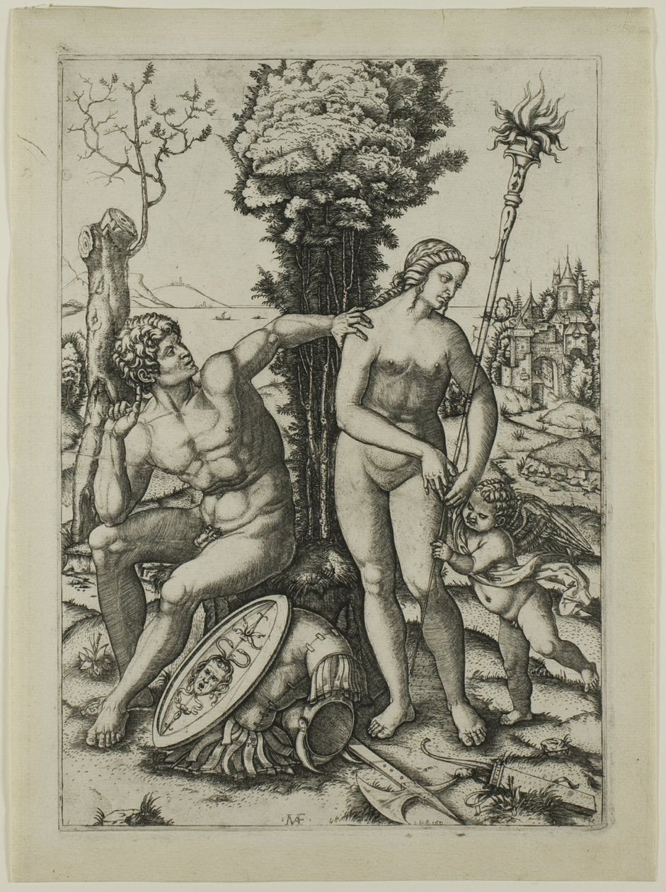 Mars, Venus och Amor av Marcantonio Raimondi