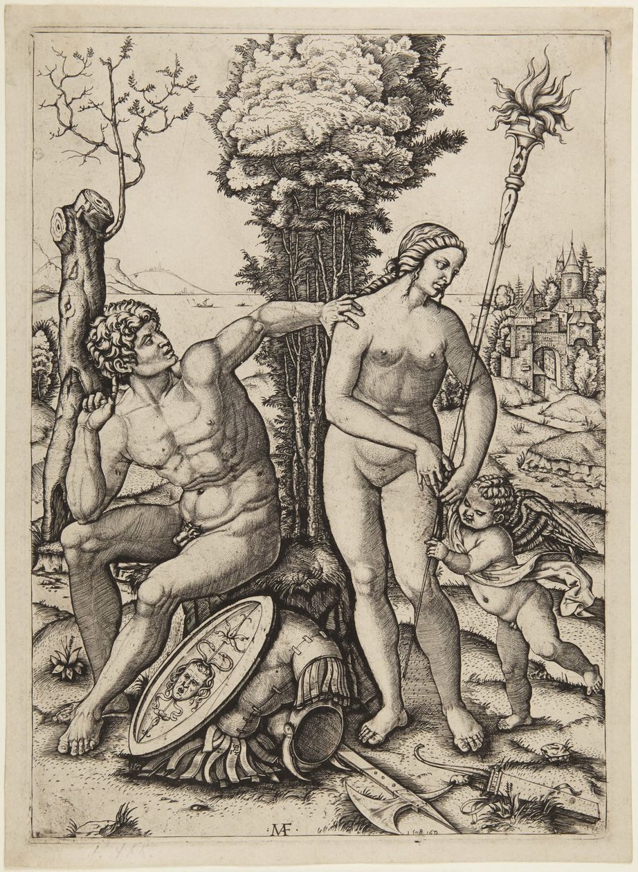 Mars, Venus och Amor av Marcantonio Raimondi