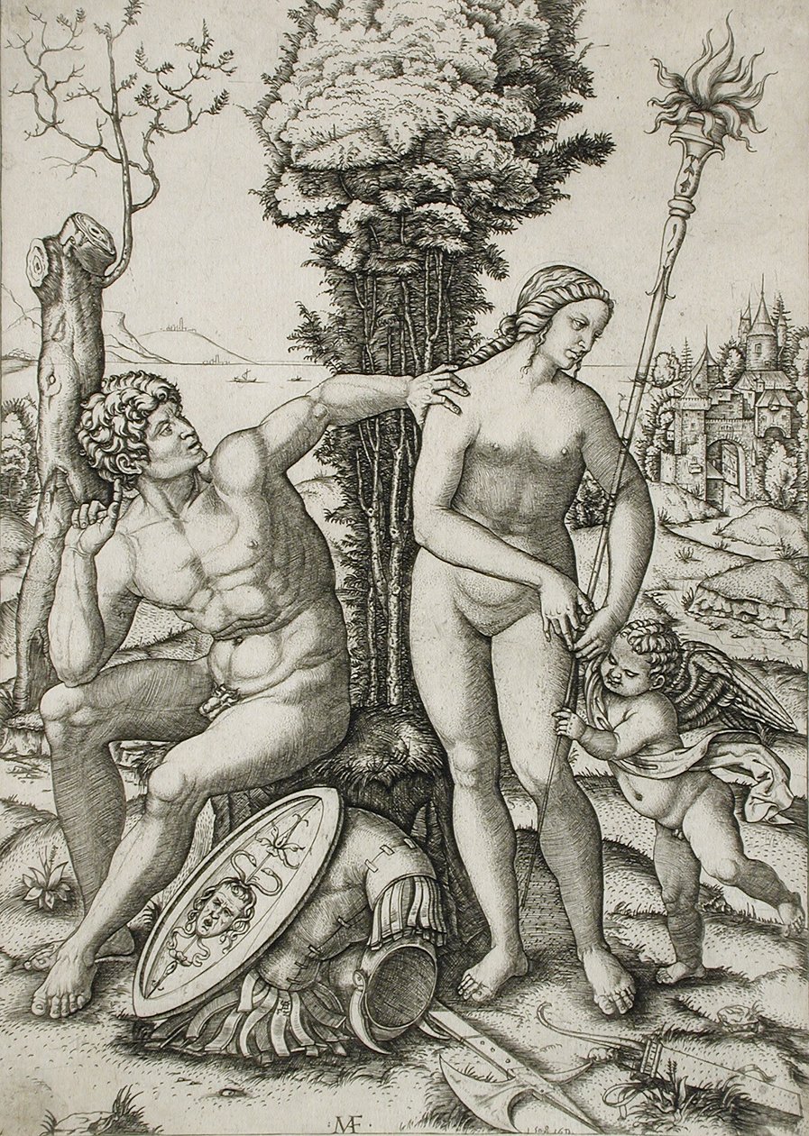 Mars, Venus och Amor av Marcantonio Raimondi